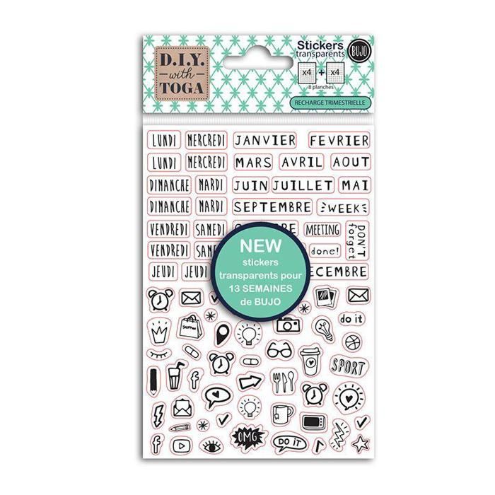 Stickers Bullet Journal noirs transparents