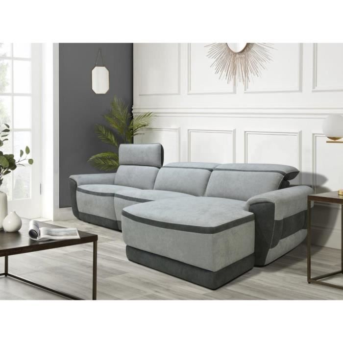 Canapé d'angle Gris Tissu Moderne Confort