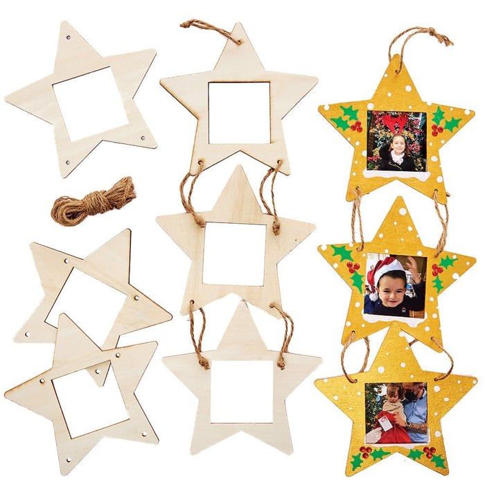 Baker Ross Lot de 4 cadres photo en bois pour enfants à décorer et à exposer Baker Ross Lot de 4 cadres photo en bois pour enfants à décorer et à exposer