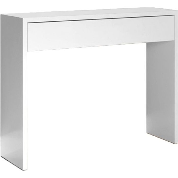 table console, meuble console avec 1 tiroir coloris blanc - longueur 100 x profondeur 30 x hauteur 76 cm