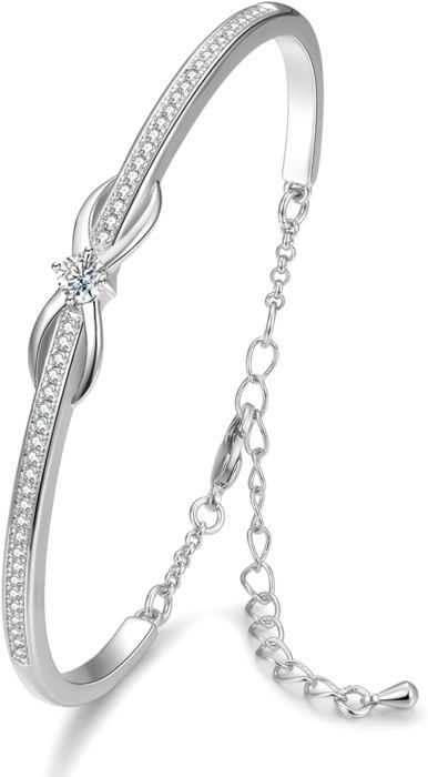 Bracelet Argent Zircone 2 Pierres Rose Plaque Or Coeur 603216