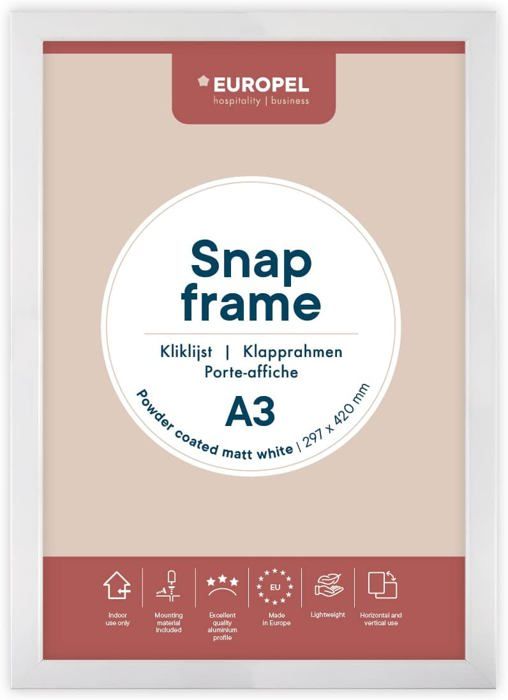 5 Cadres A3 Clic-Clac QWORK - Aluminium Argenté 25mm - Pour Affiches Ou Certificats