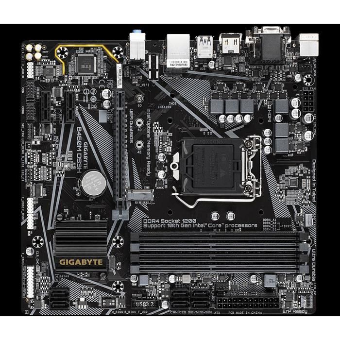 Carte mère GIGABYTE B460M DS3H Intel B460 Socket LGA1200 4xDDR4 SDRAM 128GB Micro ATX Reconditionné - Gigabyte reconditionné disponible sur Cdiscount Seconde Vie