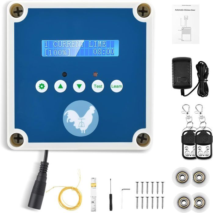 Comparer les prix de TTLIFE Ouvre-Porte de Poulailler sur Secteur ou Batterie Etanche Poulailler Automatique avec minuterie et Capteur pour Un élevage