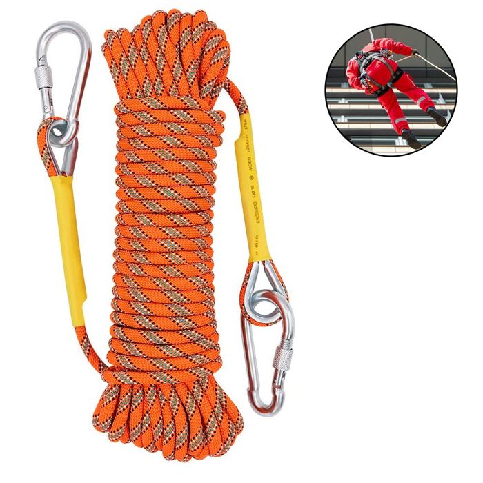 Corde D'escalade Statique 10 Mm X 10 M - Avec 2 Mousquetons, Polyvalente Pour Randonnée, Camping, Secours - 5