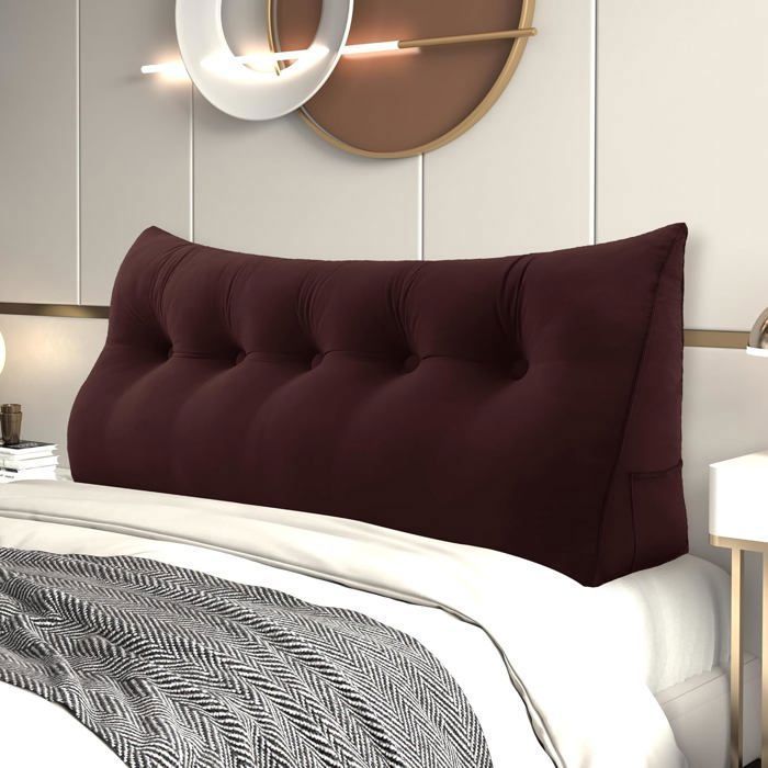 VERCART Coussin de Lecture Cale Dos Coussin à Coins Grands coussins de Lit Velours 160cm Bordeaux foncé