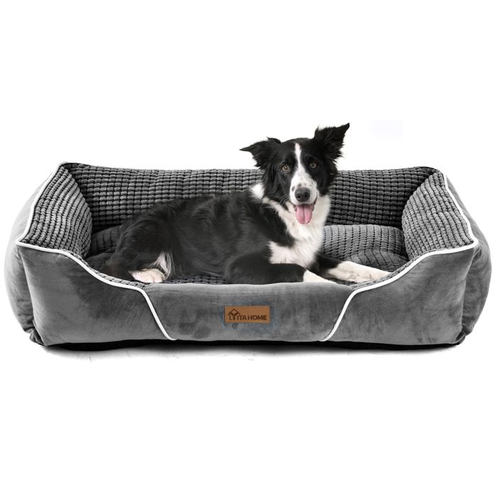 Meilleurs prix pour YITAHOME Panier - Grand Chien - Gris - Dehoussable - Orthopédique - lit Chien - Matelas Lavable - 76x61cm