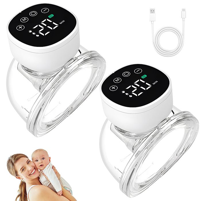 Tire-Lait Électrique Main Libre - 4 Modes, 9 Niveaux, Rechargeable - Double Pompe (Blanc)