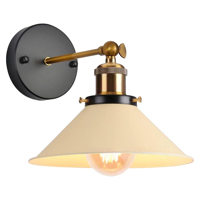 DLGLOLIN Applique Murale Rétro Abat-jour Ø22cm Beige en Forme de Parapluie E27 Luminaire en Métal Vintage Plafonnier pour Couloir