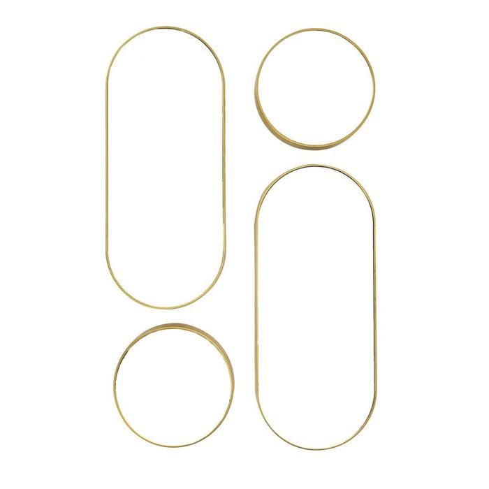 Lot de 4 Miroirs Muraux Décoratifs Rond et Ovale Versa Doré - IONIX