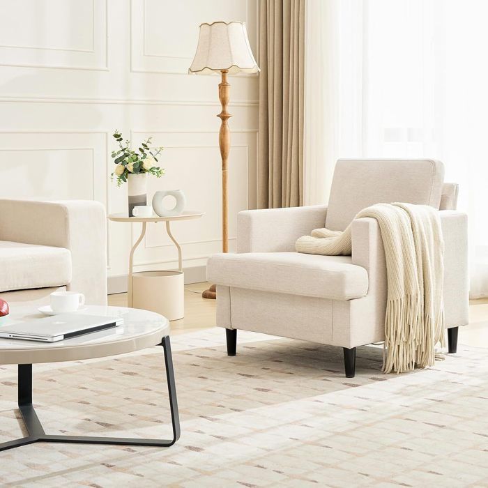Fauteuil - PROMIRACAL - PROMIRACAL - Lin respirant - Mousse haute densité - Pieds bois massif