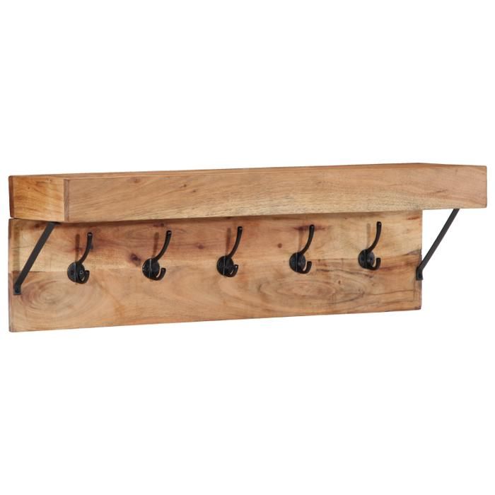 Porte manteau - Bois dacacia massif - 180 cm - 5 crochets - Style contemporain