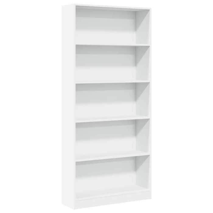 RUIG* CHIC Bibliothèque - SOLOMON - blanc 80x24x176cm - bois dingénierie - Style classique/Grand rangement25963