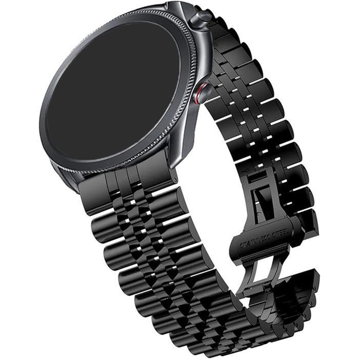 Stravo Bracelet Jubilee Métal 20 mm pour Samsung Watch 7/6/5/4/3/Pro/Active 2 Garmin Venu Polar Ignite/Unite - Noir