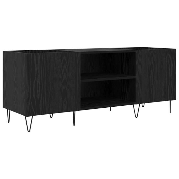 Meuble à vinyles moderne - vidaXL - Chêne noir - 121x38x48 cm - Bois dingénierie et fer - Grand espace de stockage