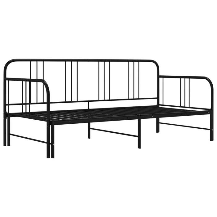 Promo 2026 Lit simple&lit adulte Structure de lit - Cadre de canapé-lit extensible - Noir Métal 90x200cm 8974767