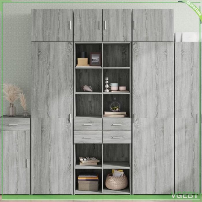 Armoire de rangement - 3281341 - Sonoma gris - 70 x 425 x 225 cm - 2 armoires - 4 tiroirs