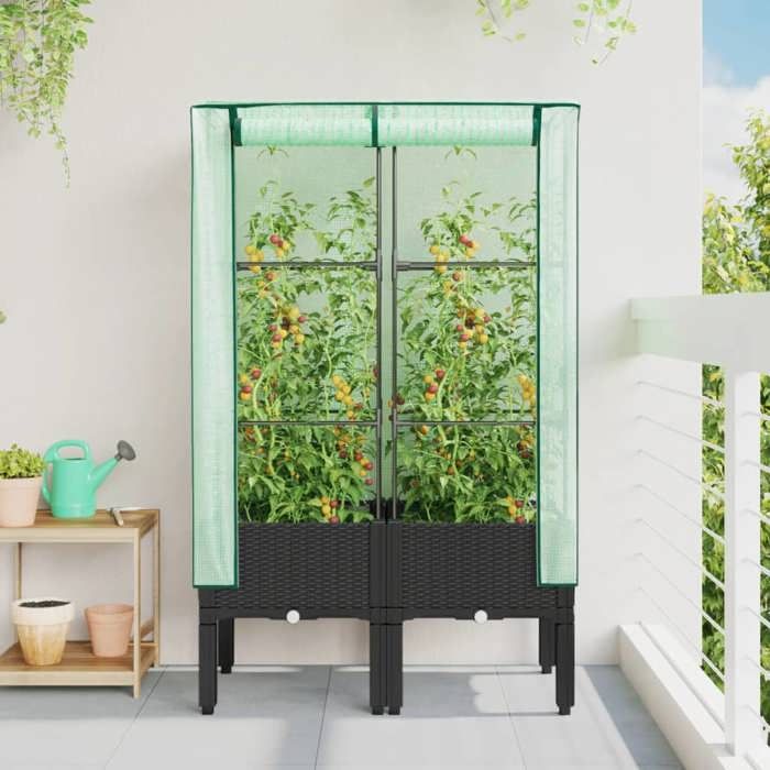 Jardinière de balcon Noir - Sarazyj® Jardinière surélevée avec housse aspect rotin 80x40x140 cm - J604142 Jardinière de balcon Noir - Sarazyj® Jardinière surélevée avec housse aspect rotin 80x40x140 cm - J604142