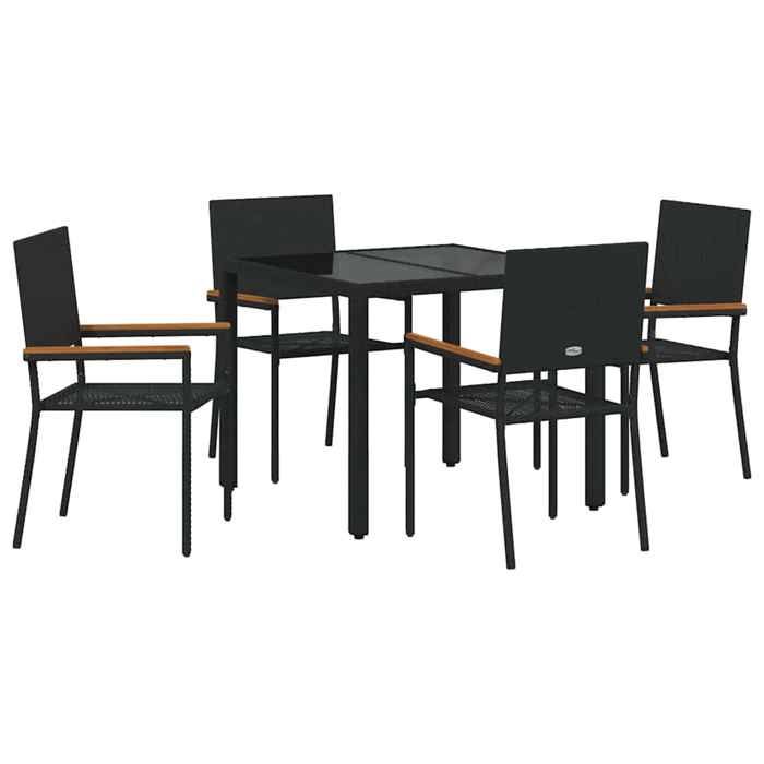 STAR SALE® Ensemble Table avec chaises jardin (5 pcs) - ANTI-UV - Noir polyrotin 90x90x75 cm T74