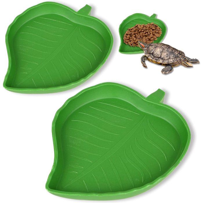 2 distributeurs nourriture reptile verts plateau eau/nourriture tortues lézards