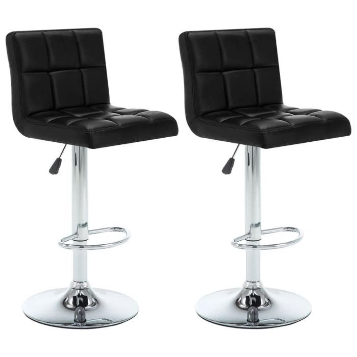 Noir Tabourets de bar lot de 2 noir similicuir - Chaise haute de bar H16854