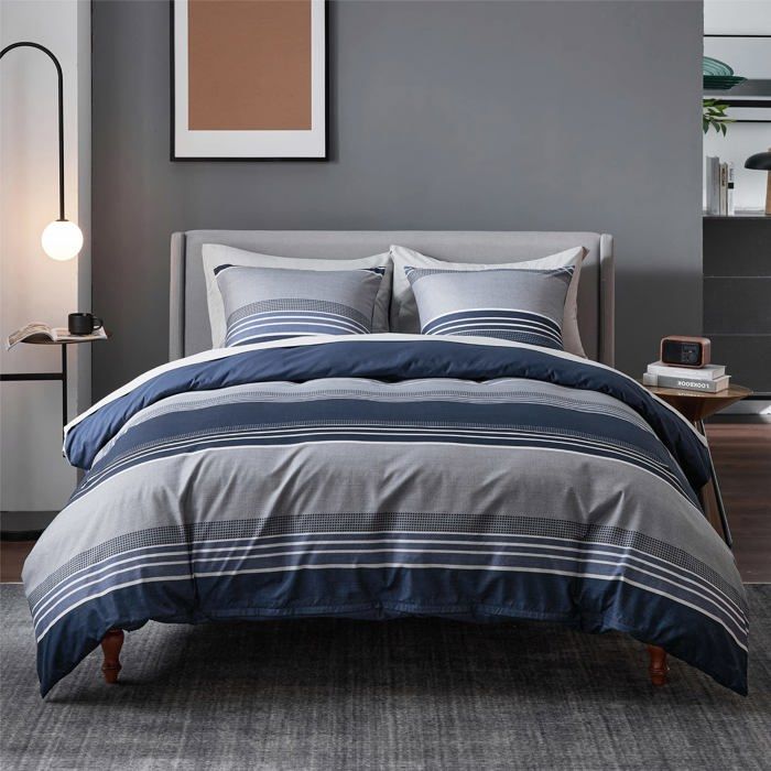 Parure de couette – Housse de couette et Taies d’oreiller - Bedsure - Bleu calme - 200x200cm - Lot de 3 pièces - Impression
