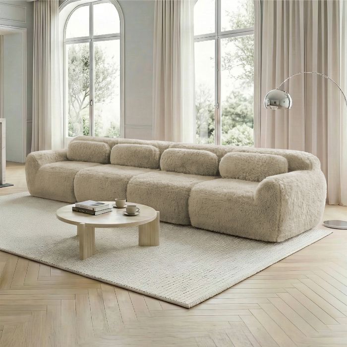 Canapé Compressé dangle convertible -Canapé lit droit 4 places - design modulaire sans cadre -Khakipour salonchambre