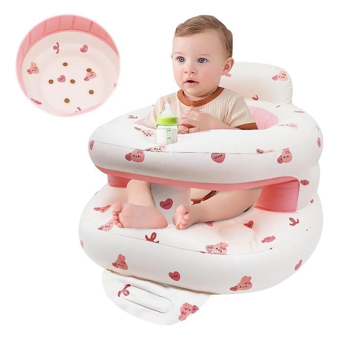 Siège Gonflable Pour Bébé de 3 Mois Plus Chaise Gonflable Bebe avec Pompe Intégrée un Auxiliaire de Fauteuil Tout-petits (Lapin)