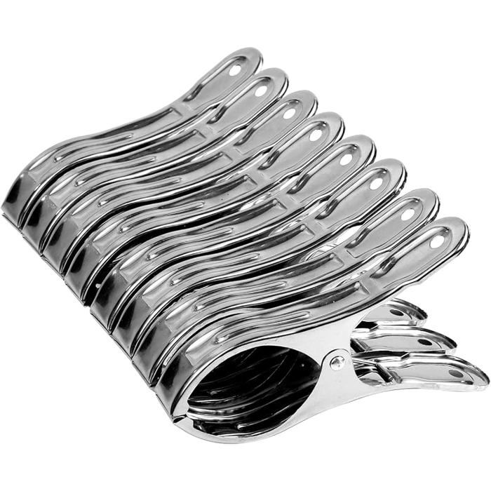 16 Pièces Grosse Pince à Linge 12 cm Epingle a Linge INOX Pince Serviette Plage Pince a Linge Solide pour Transats de Plage 16