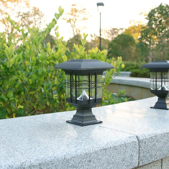 Lampe de Jardin Solaire Étanche Double Usage Pieu de Sol ou Fixation sur Poteau Lumière Blanche Chaude