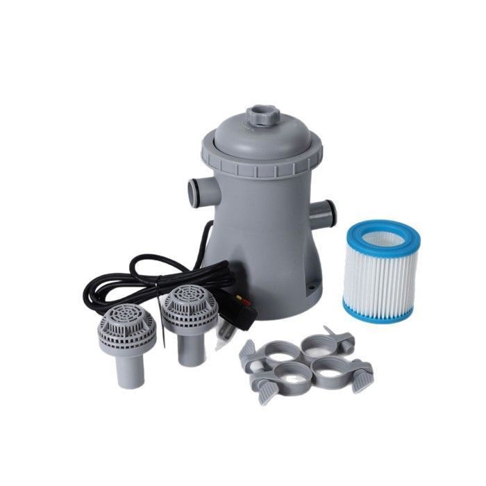 Pompe filtration piscine - Double cartouche filtrante Légère et portable - Petite piscine hors sol - 125 l h gris