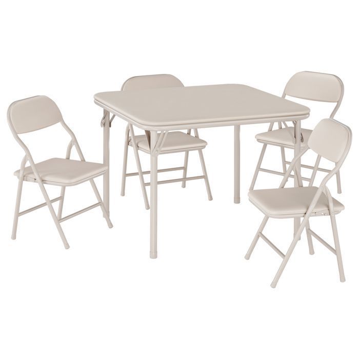 Ensemble Table et 4 Chaises Enfants - Table carrée surface cuir PU mobilier léger - Idéal jeux chambre beige