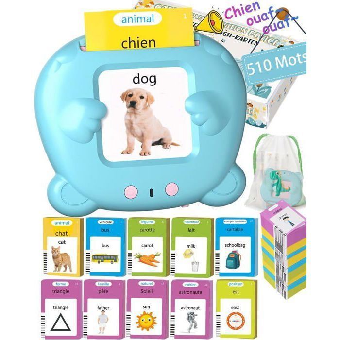 Cartes dapprentissage précoce – Jeu éducatif audio – 510 mots – Convient aux enfants de 2 ans – Apprentissage sans écran