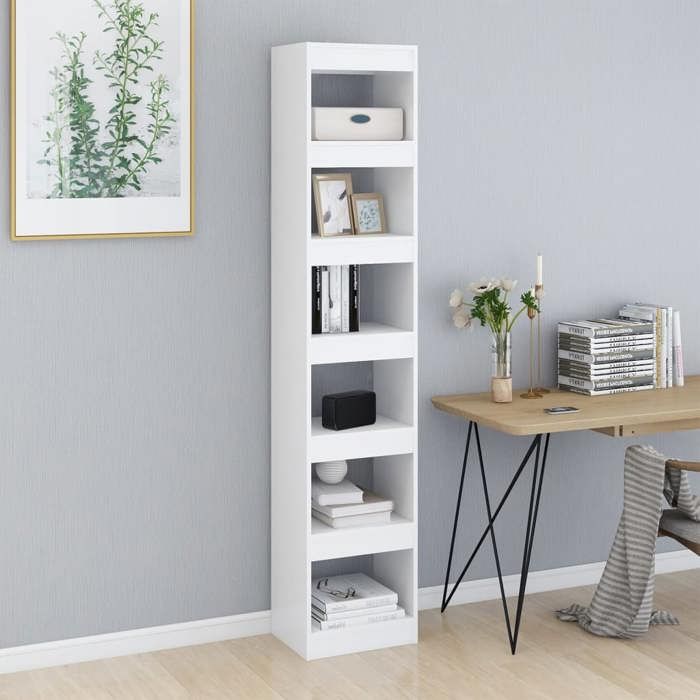 Étagère pour livres - Blanc - Bibliothèque moderne - pour salon - Blanc 40x30x198 cm B2171