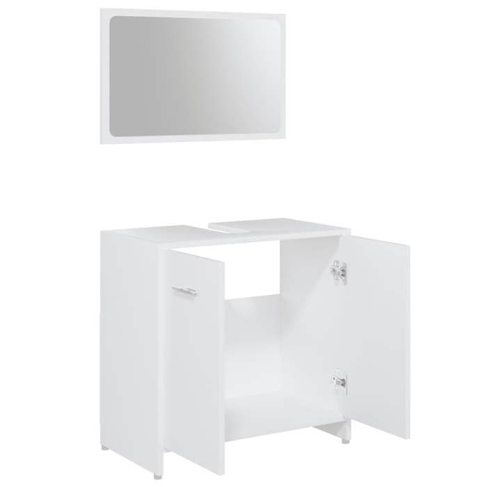 Ensemble de meubles de salle de bain 3 pcs Blanc Aggloméré_2 ans garantie_91257