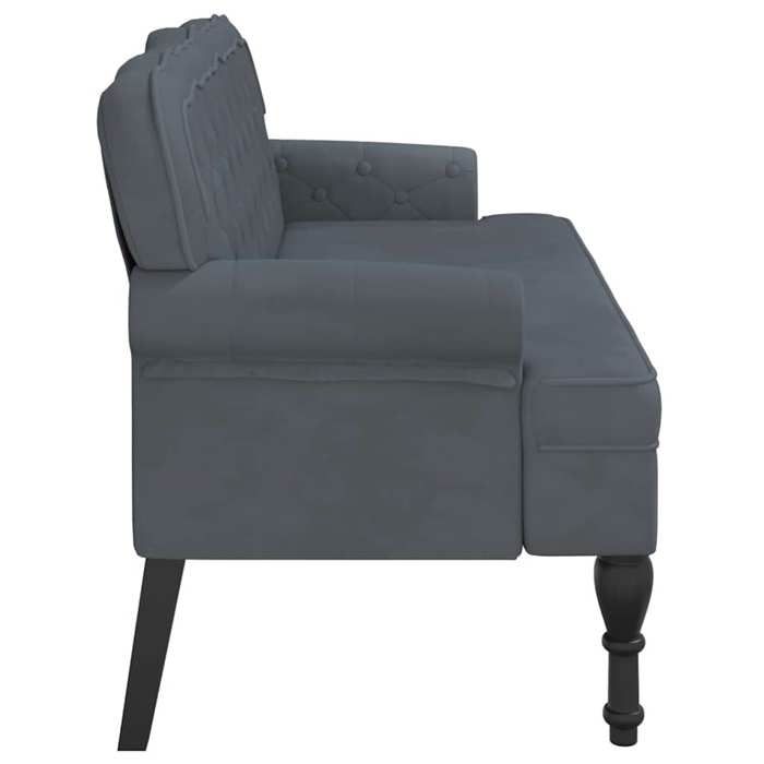 Banc avec dossier gris foncé 119 5x64 5x75 cm velours_2 ans garantie_81358