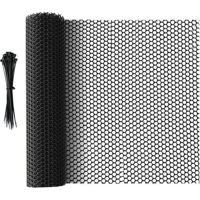 Grillage plastique en maille 15 m x 40 cm - protection des arbres et clôture de jardin résistant à la déchirure couleur noir