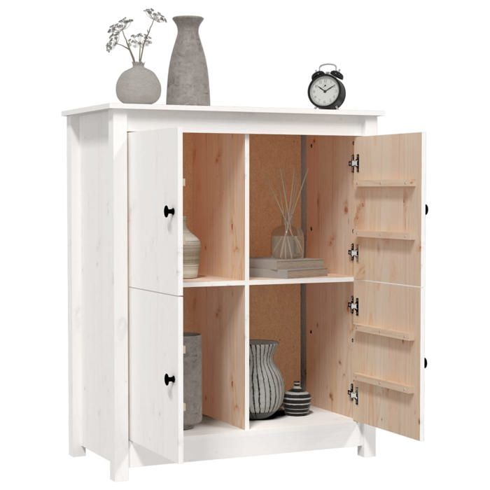 Blanc Commode Salon CHIC Buffet bas/Cabinet 1 PC Blanc 83x41 5x100 cm Bois massif de pin N13571