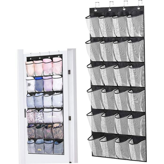 Rangement de Chaussures sur la Porte 24 Mesh Poches sur la Porte Organisateur pour Chaussures Rangage de suspendues multifonction