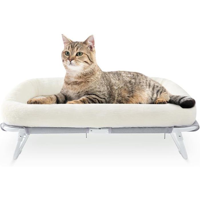 HOME Hamac Chat Surélevé Lit pour Chats Interieur Canapé pour Petit Chien Chiotet de Compagnie Chat Bnc blanc CORBEILLE