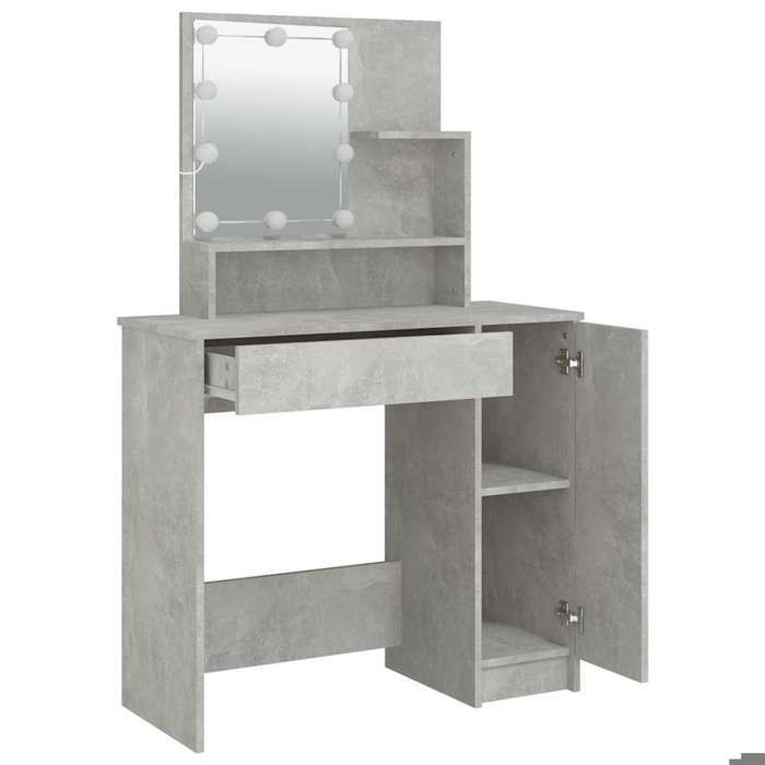 Magnifique Coiffeuse avec LED Gris béton 86 5x35x136 cm - design polyvalent - pour maison - Gris 29.3 kg 2026_320991
