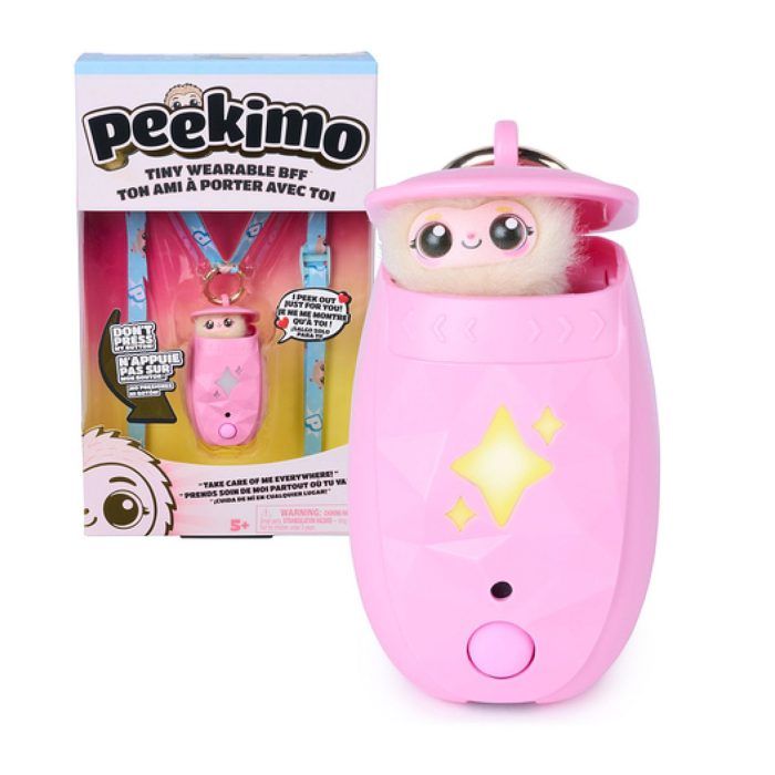 Peluche interactive - SPINMASTER - 6076648 - Rose - +100 réactions - Portable cordon & mousqueton - Sans écran
