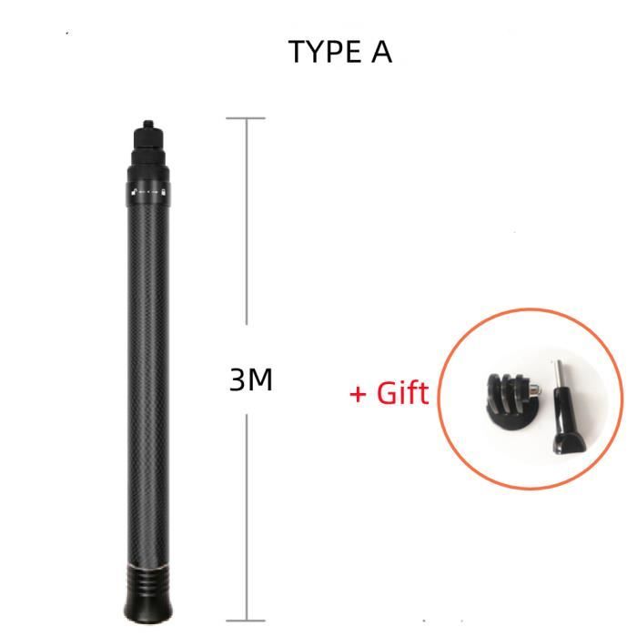 3M-Bâton de selfie invisible en fibre de carbone ultra-long 3M, perche pour Insta360 Bery, X2, DJI Action 3,