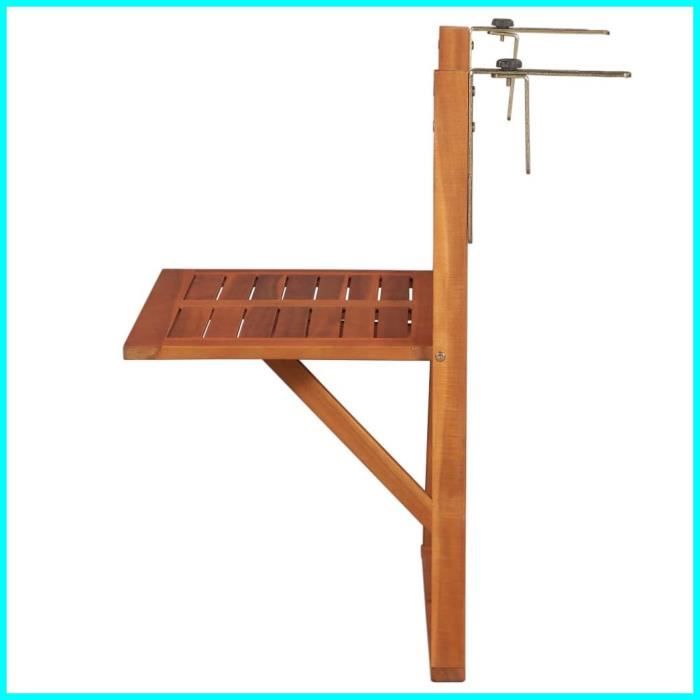Table suspendue de balcon 645x44x80 cm Bois dacacia massif -BK44118 (PLA)