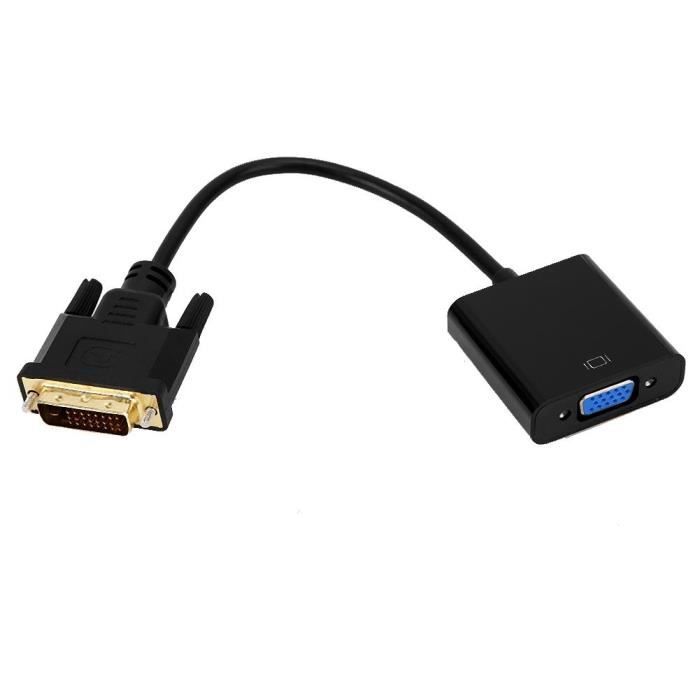Câble DVI vers VGA DVID 24 + 1 Pin mâle vers VGA 15 broches femelle