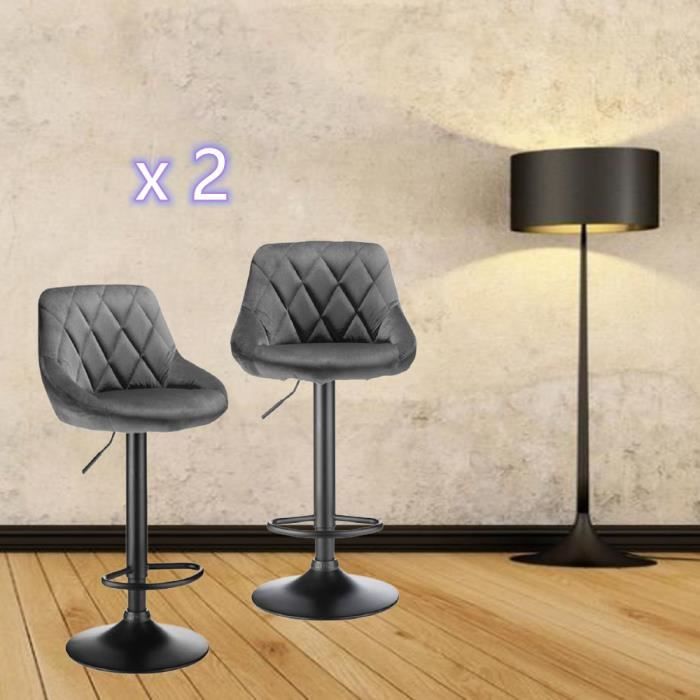 Ensemble Lot de 4 Chaises Tabouret de Bar en Coloris Gris Foncé - L35 * P37 * H84-105 CM - DIYAGSSZ