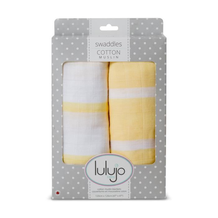 Lulujo Lange Pour Bebe Et Enfant En Mousseline 100 Coton Pack De 2 Jaune Motifs Rayure Extra Large 100 X 100 Cm Couverture Cdiscount Puericulture Eveil Bebe