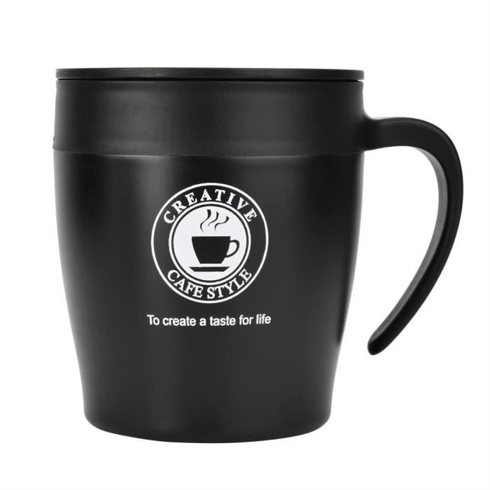 aiz tasse à café mug tasse à eau isotherme en acier inoxydable noir