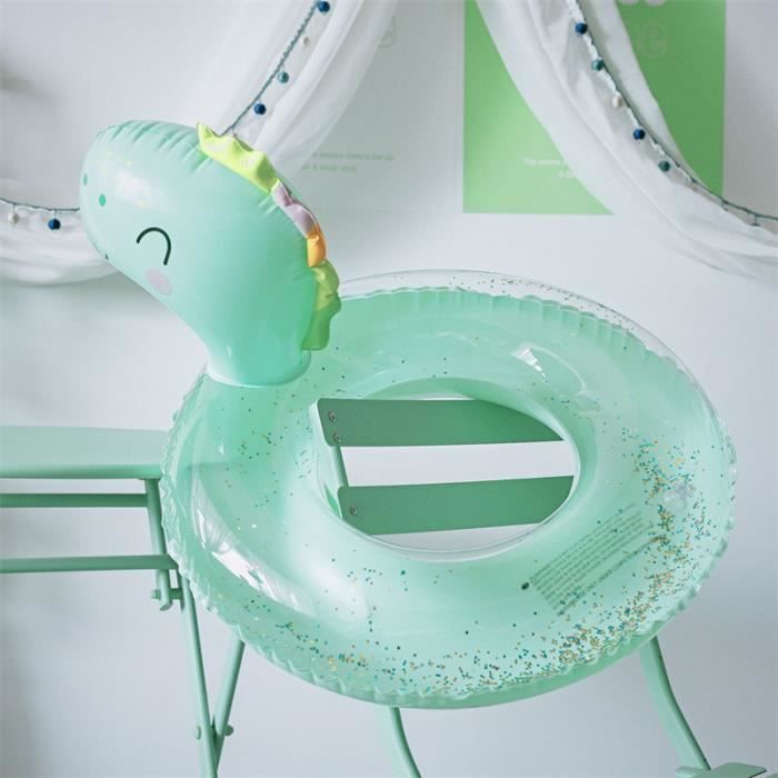 Bague De Natation Adulte Paillettes Arc-en-Ciel - Flotteur Transparent Avec Poignée - Diamètre 75 Cm - PVC Durable Bouee Piscine