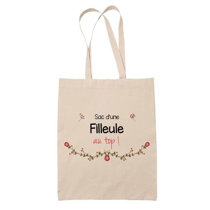 Tote Bag Filleule au Top Idée Cadeau Anniversaire Noël Famille Sac Cabas Réutilisable